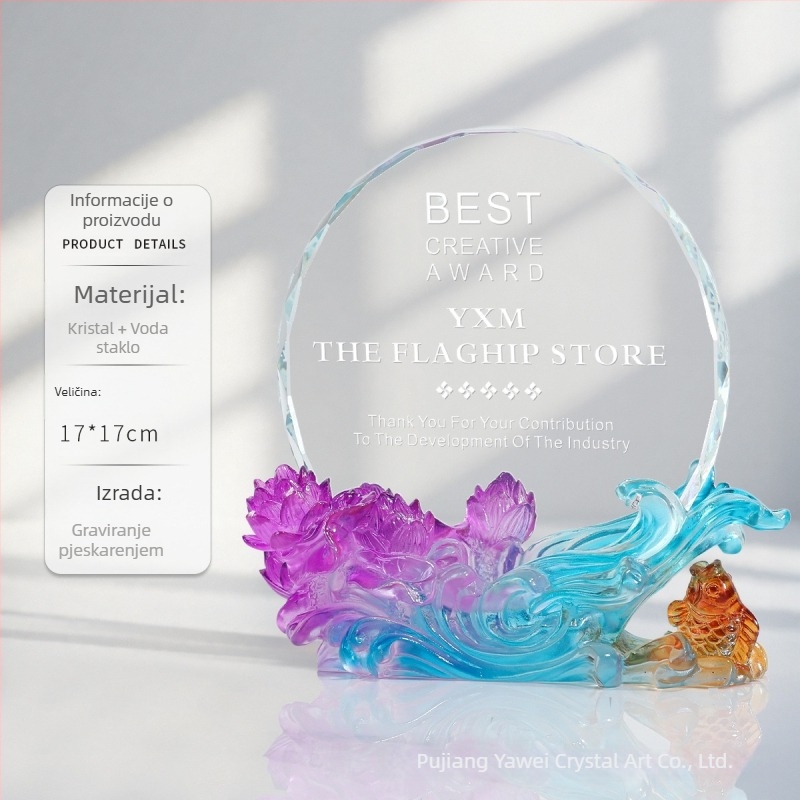 Kristalno-smolni trofej s koloriranom metalnom medaljom za plesno natjecanje – nagrada za izvrsnog zaposlenika na godišnjoj konferenciji