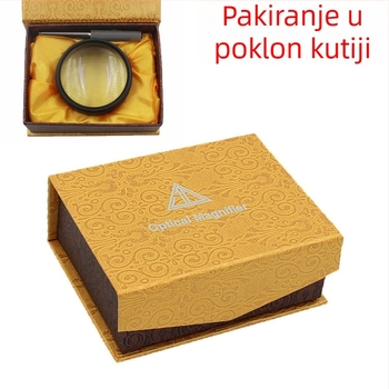 Ručni povećivač 35x, 50 mm optičko staklo, za identifikaciju antiknog nakita, jantara, dijamanata i nefrita, u metalnom cilindru