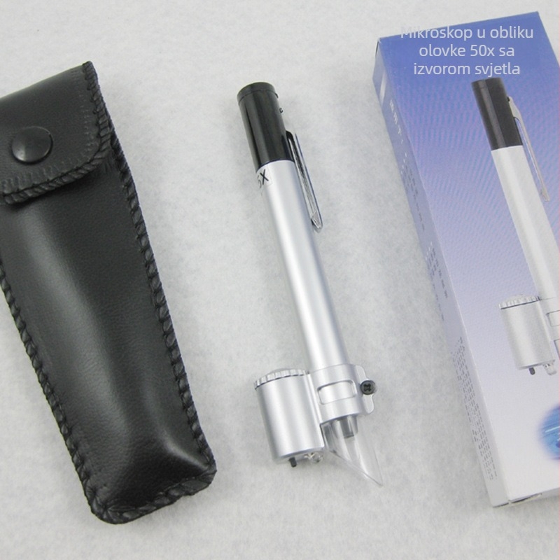Chuda 50x pen-stilni mikroskop sa skalom, LED povećalo za ispis boja kartica, prijenosno