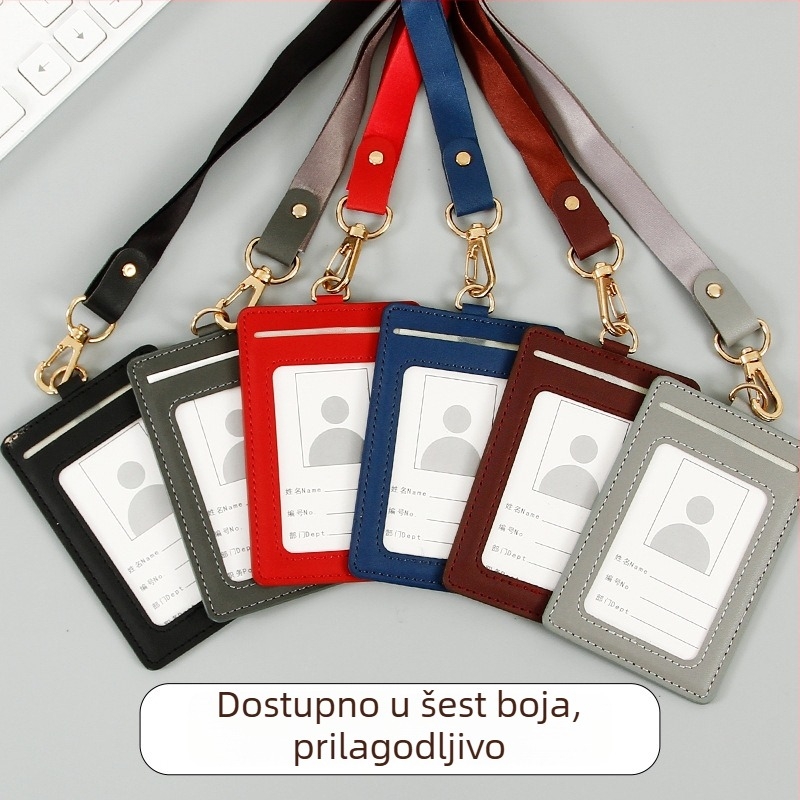 PU držač kartica s tri pretinca i naramenicom za osoblje, pogodan i za studentske kartice za obrok i autobus