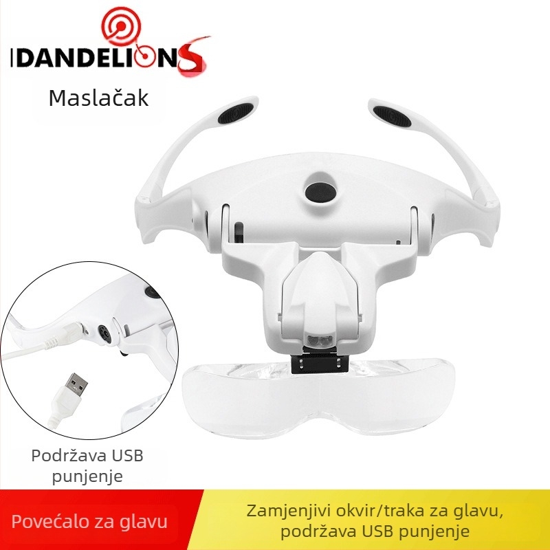 USB LED lupa za glavu s zamjenjivim lećama, 5x povećanje