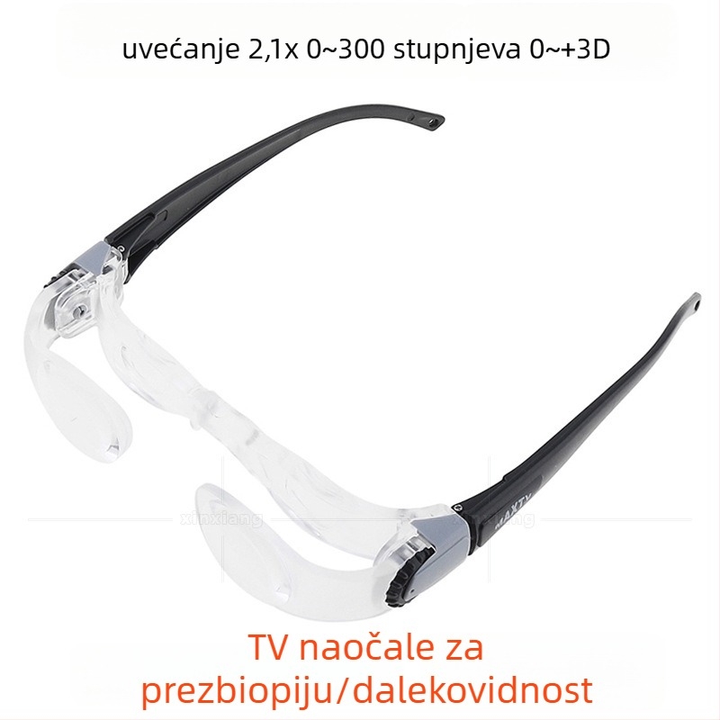 2.1 Povećalo u stilu naočala za TV i ribolovni teleskop s velikim 3D lećama, podesivi raspon 0-300°