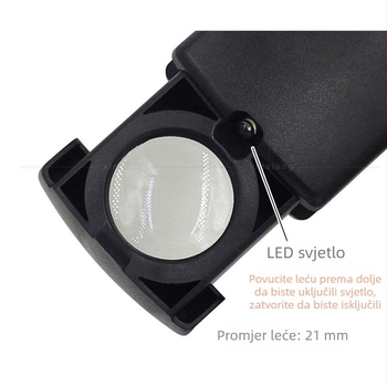 45× LED osvijetljena sklopiva lupa za procjenu antikviteta, kaligrafije, nakita i dijamanata, s privjeskom, prijenosna