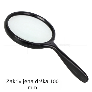 Lupa za čitanje 100 mm, 3x, s zakrivljenom drškom, staklena leća, ABS okvir, ručna za starije osobe