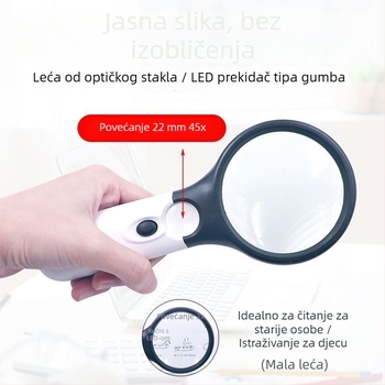 Ručni mikroskop sa svjetlom, dvostruka leća, visoka razlučivost za čitanje novina