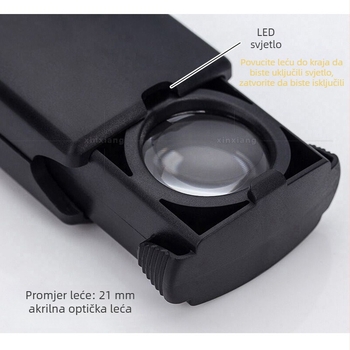 LED osvijetljena lupa, 30x, 21 mm leća, ladica-stil, za antikne dijamantske nakit i jade – identifikacija protiv falsifikata za zbirke