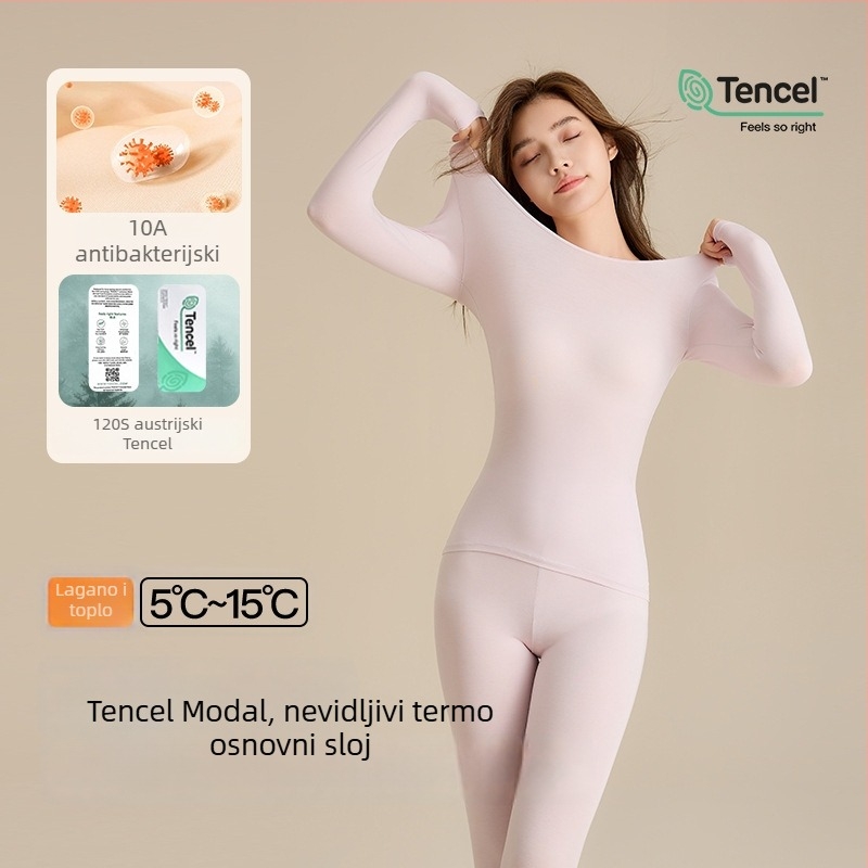 Ženski termalni set od Tencel Modala, antibakterijski, lagani, bez šavova, koži prijazan, uski kroj, visoka elastičnost, jesenski top i hlače