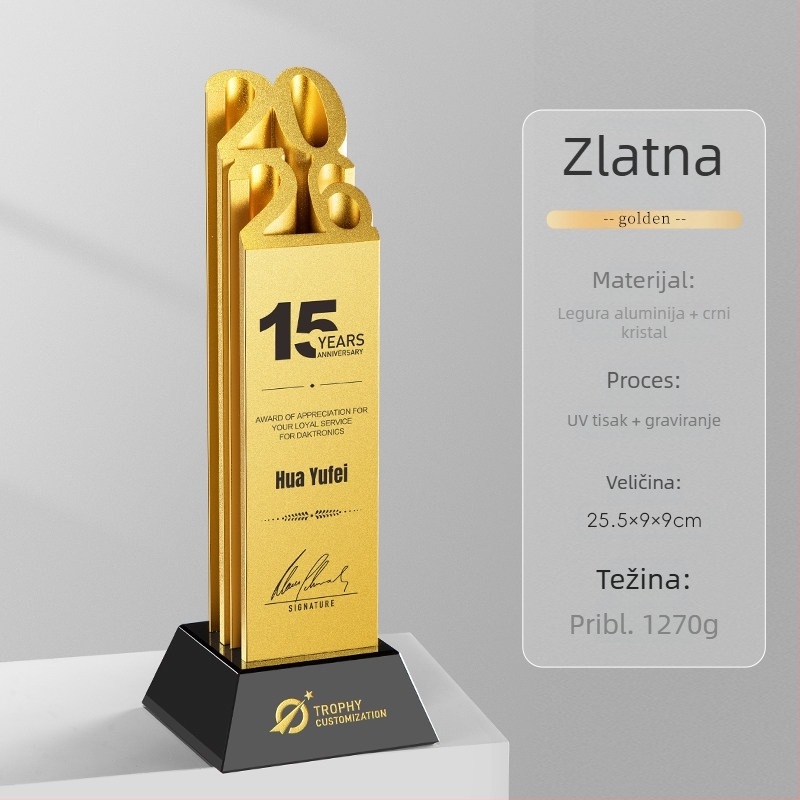 Visokokvalitetni kreativni metalno-kristalni trofej – prilagođeni trofej za godišnju skupštinu tvrtke, priznanje iznimnom timu zaposlenika