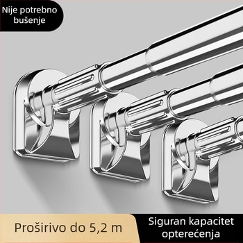 Teleskopska šipka za sušenje rublja od nehrđajućeg čelika, bez bušenja, za garderobu, balkon i zavjese