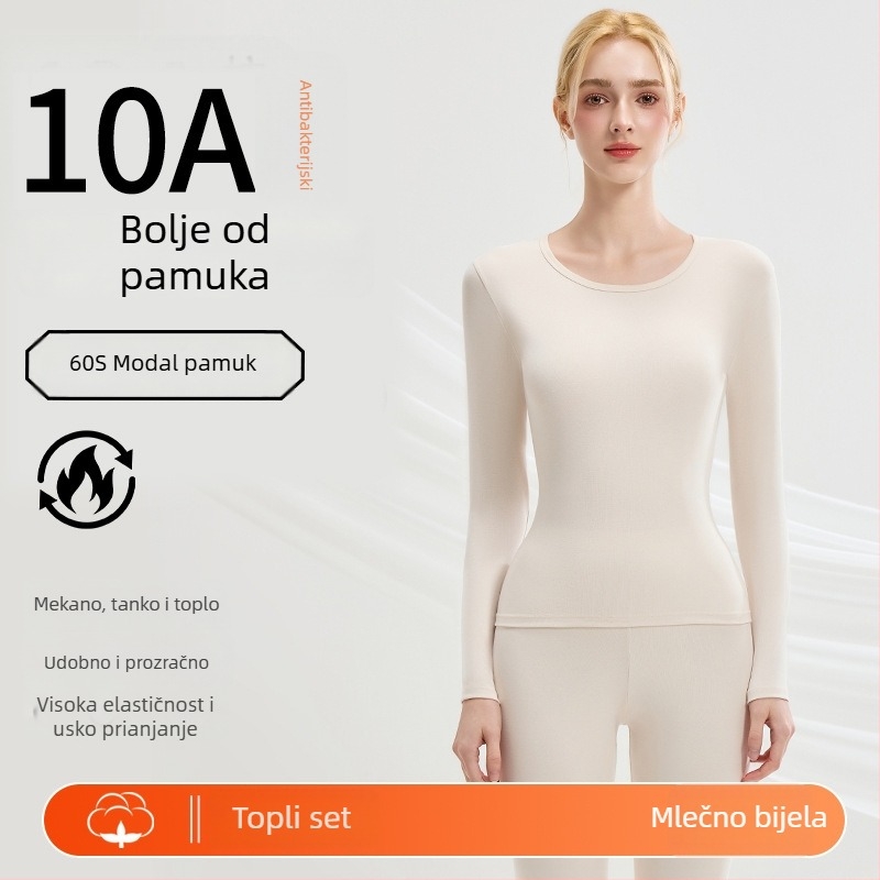 Woodpecker Modalno pamukasto termo donje rublje set – bezšivni gornji dio i donji dio, osnovni sloj, toplo flis unutrašnjost, jesen-zima