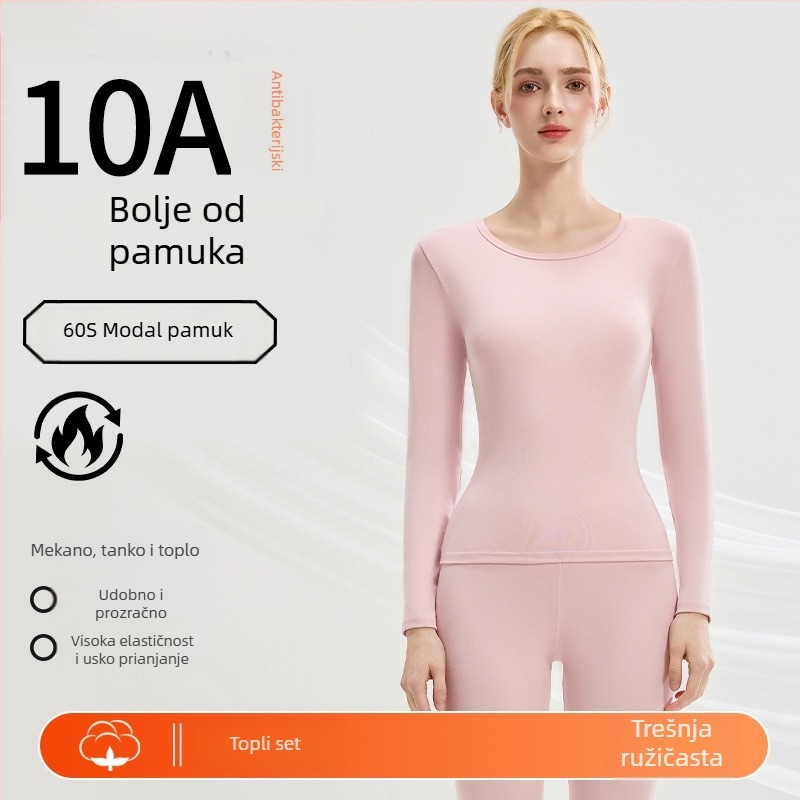 Woodpecker Modalno pamukasto termo donje rublje set – bezšivni gornji dio i donji dio, osnovni sloj, toplo flis unutrašnjost, jesen-zima