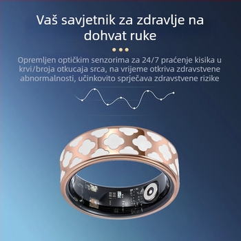 Zdravstveni inteligentni prsten od titanske čeli, vodootporan, mjerenje krvnog tlaka i zasićenja kisikom, praćenje sna i aktivnosti, višestruki funkcionalni prsten za par