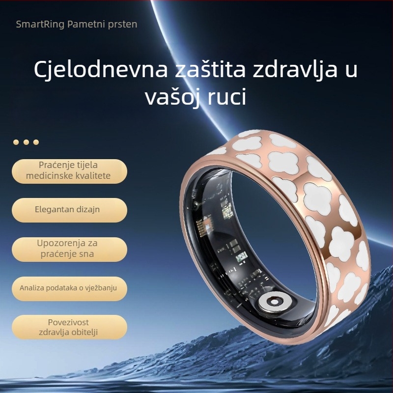 Zdravstveni inteligentni prsten od titanske čeli, vodootporan, mjerenje krvnog tlaka i zasićenja kisikom, praćenje sna i aktivnosti, višestruki funkcionalni prsten za par