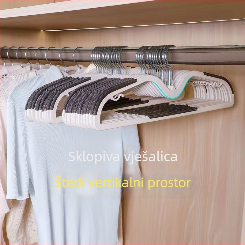 Kuka za odjeću s kratkim vratom, bez tragova na tkanini, sprječava udubljenja na ramenima, štedi prostor, protuklizna, za kućnu upotrebu