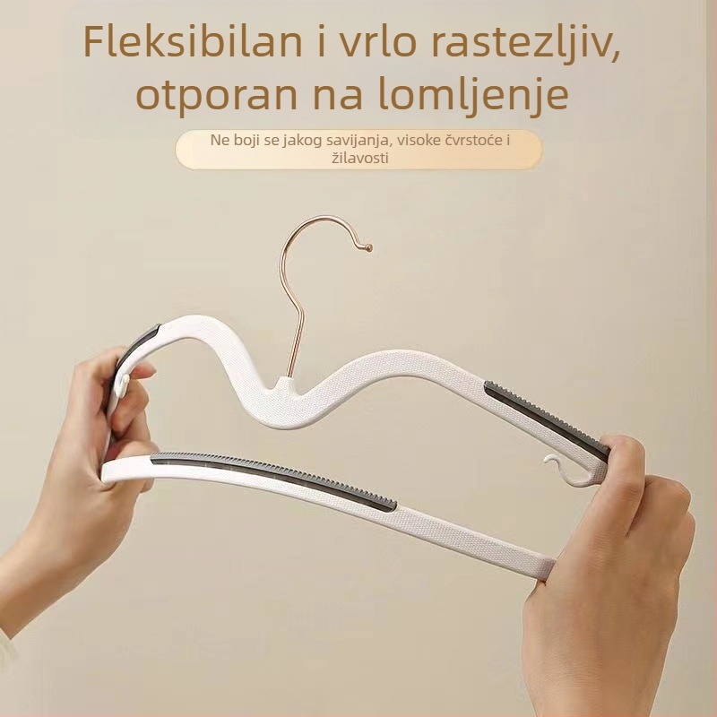 Kuka za odjeću s kratkim vratom, bez tragova na tkanini, sprječava udubljenja na ramenima, štedi prostor, protuklizna, za kućnu upotrebu