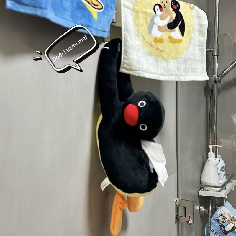 Viseća kutija za maramice s pingvinom Pingu, plišani dizajn za spavaću sobu
