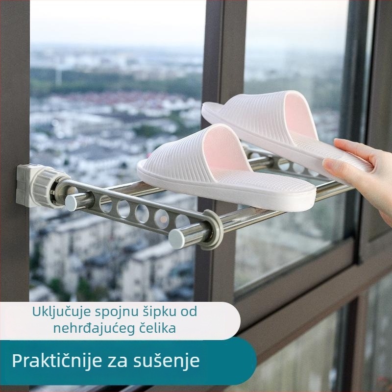 Držač za sušenje odjeće na vratima, ABS plastika, izdržljiv, bez bušenja, pogodan za kućnu ili studentsku upotrebu, 8 rupa, prenosiv za putovanja