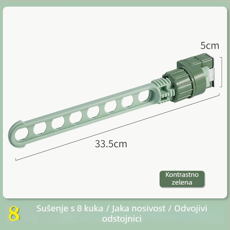 Držač za sušenje odjeće na vratima, ABS plastika, izdržljiv, bez bušenja, pogodan za kućnu ili studentsku upotrebu, 8 rupa, prenosiv za putovanja