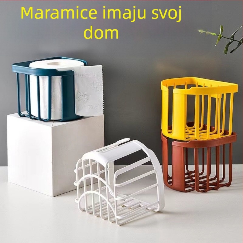Zidni držač za maramice i toaletni papir, moderni minimalistički dizajn, montaža ljepilom, plastični