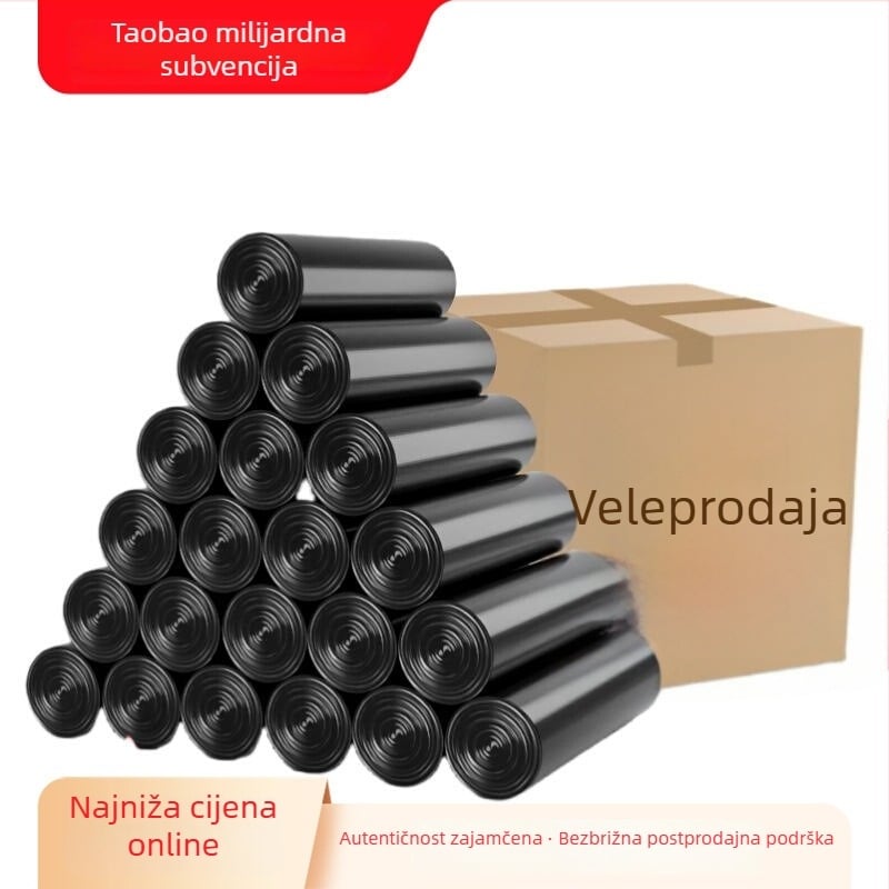 Debele crne vreće za smeće za kućnu upotrebu, kuhinju i ured — jednokratne, 100 rolni