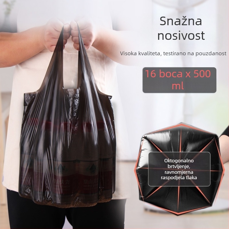 Debele crne vreće za smeće za kućnu upotrebu, kuhinju i ured — jednokratne, 100 rolni