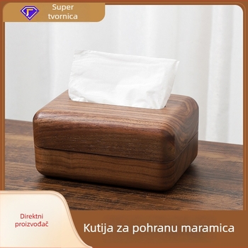 Drvena kutija za papirnate maramice od orahovog drveta, stolna za dnevni boravak, hotel i restoran