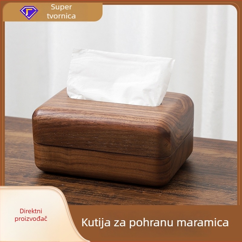 Drvena kutija za papirnate maramice od orahovog drveta, stolna za dnevni boravak, hotel i restoran