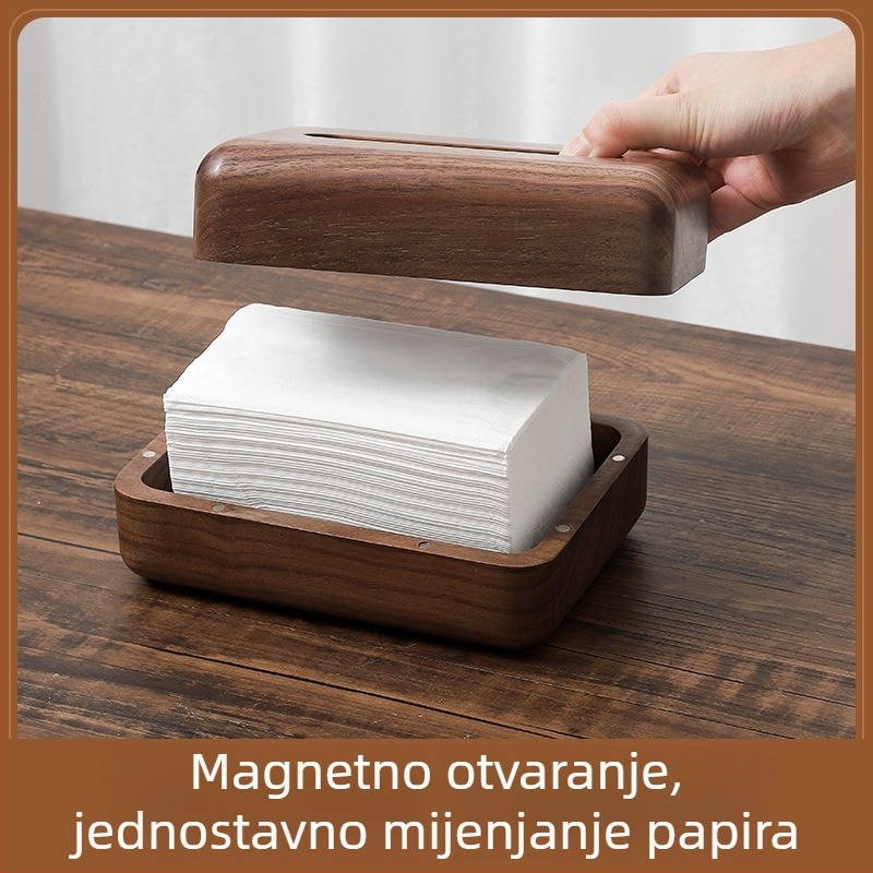 Drvena kutija za papirnate maramice od orahovog drveta, stolna za dnevni boravak, hotel i restoran