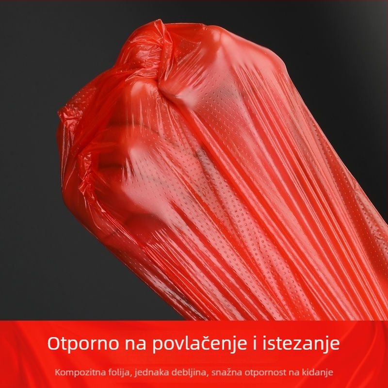 Crvena debela vreća za otpad za kućanstvo s ručkom