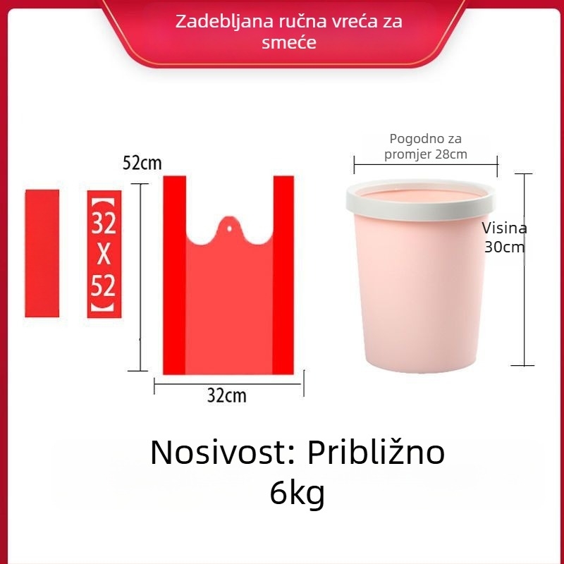 Crvena debela vreća za otpad za kućanstvo s ručkom