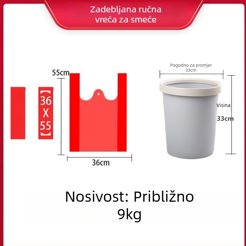Crvena debela vreća za otpad za kućanstvo s ručkom