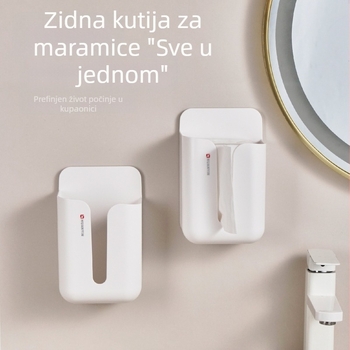Ring Silver Kutija za maramice, zidna, bez bušenja, moderan dizajn za dom i kuhinju