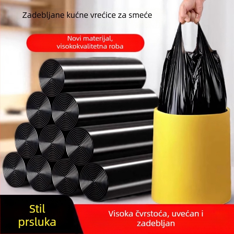 Kućne vreće za otpad, debeli, ekonomsko pakiranje, uredska uporaba, vest-stil, crne, velike veličine, kuhinjske vreće, 100 komada