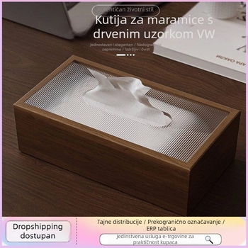 Kutija za maramice od orahovog drveta, retro–moderni minimalistički stil, za dnevni boravak, blagovaonu i stol za kavu