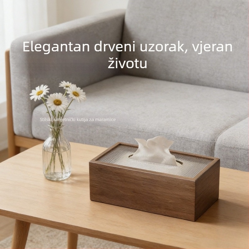 Kutija za maramice od orahovog drveta, retro–moderni minimalistički stil, za dnevni boravak, blagovaonu i stol za kavu