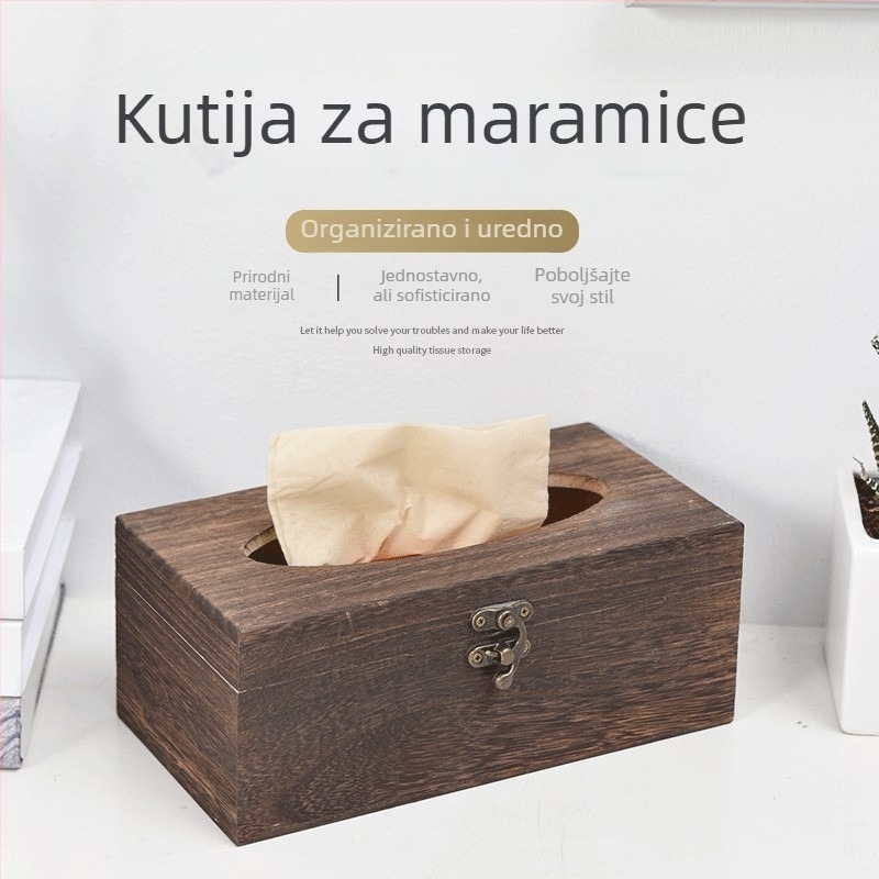 Drvena kutija za maramice, kineskog stila, za dnevni boravak, ured i ugostiteljstvo