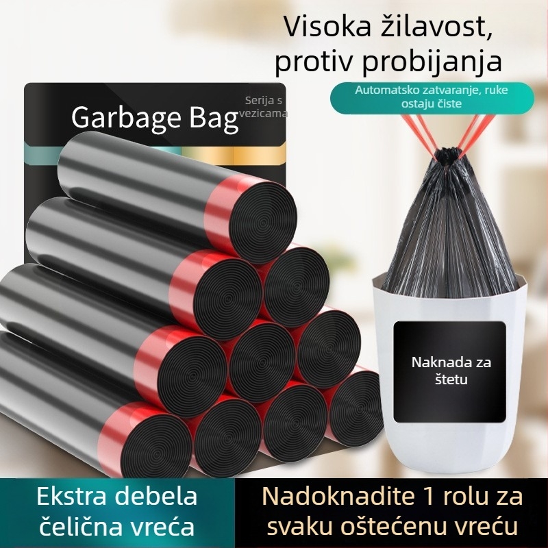 Debele vreće za smeće sa šnurnom, prijenosni koš za smeće, velike plastične vreće za dom, kuhinju i studentski dom