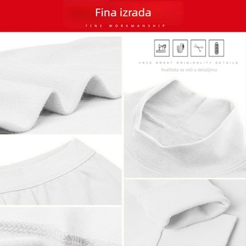 Bijeli pamučni top s polu-visokim ovratnikom, dugih rukava, unisex