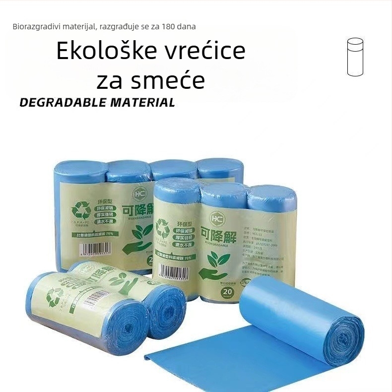 Biološki razgradljive vrećice za kuhinjski otpad, potpuno razgradive, debele, velike veličine, ravno otvaranje, vrećice u roli