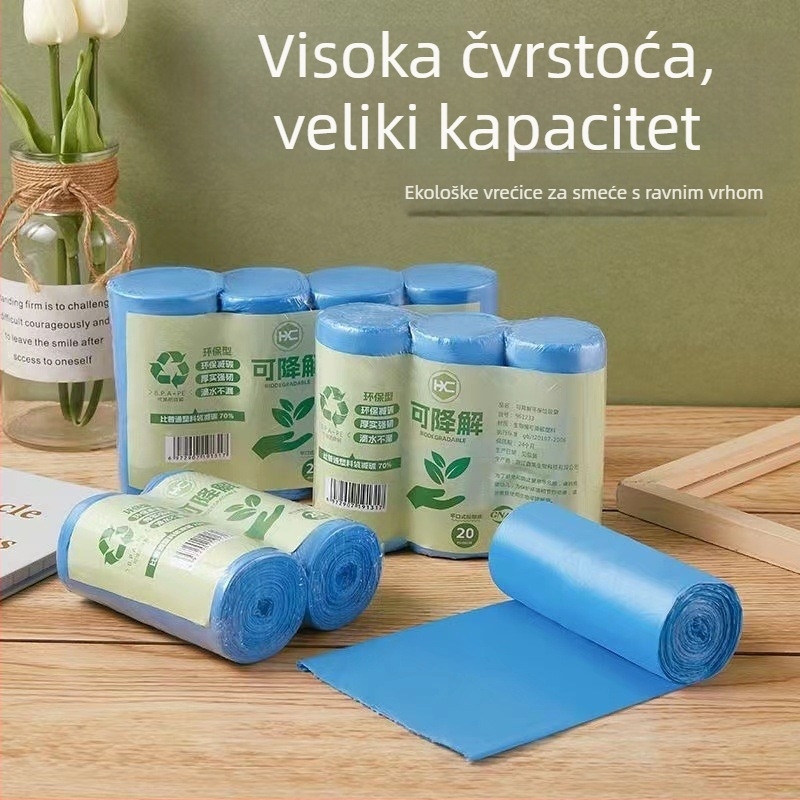 Biološki razgradljive vrećice za kuhinjski otpad, potpuno razgradive, debele, velike veličine, ravno otvaranje, vrećice u roli