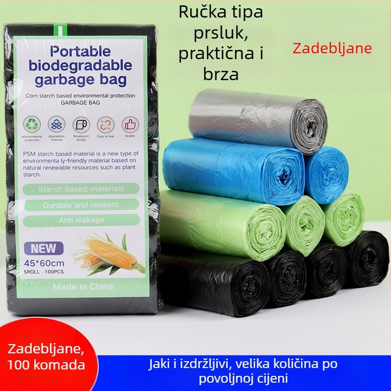 Razgradljive vreće za smeće u stilu prsluka, prijenosne, s perforiranim otvaranjem, debele za kućnu uporabu, na bazi PE s kukuruznim škrobom