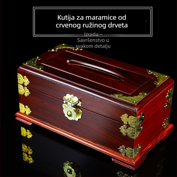 Kutija za maramice od laoskog crvenog sandalovog drveta, ručno izrađen drveni ukras za dnevnu sobu