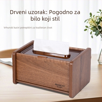 Drvena kutija za maramice s prostorom za daljinski upravljač, konferencijski stol za dnevni boravak