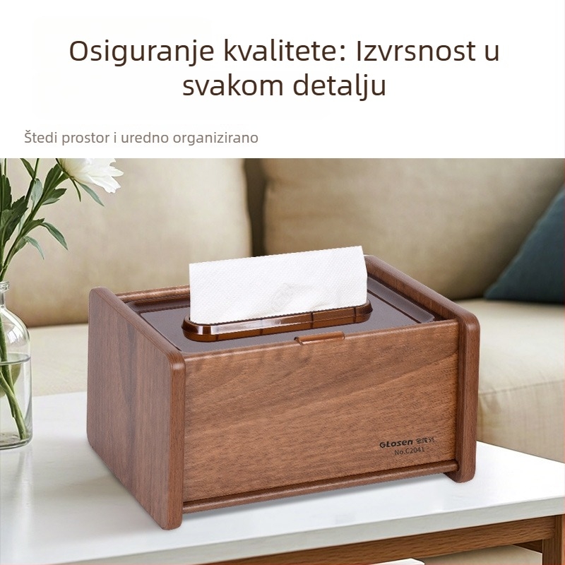 Drvena kutija za maramice s prostorom za daljinski upravljač, konferencijski stol za dnevni boravak
