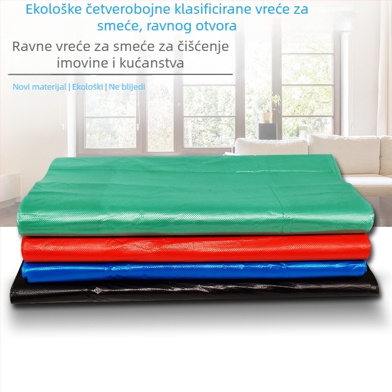 Vreće za otpad s kodiranjem boja četiri boje (crvena, crna, plava, zelena), deblje, s ravnim otvorom, za dom, tvrtku i hotel