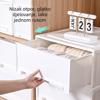 Set kutija za skladištenje s ladicama, 4 komada, organizacija ormara za igračke, knjige i odjeću, 30–40 L, dimenzije 35×44×30 cm, PP materijal, japanski stil