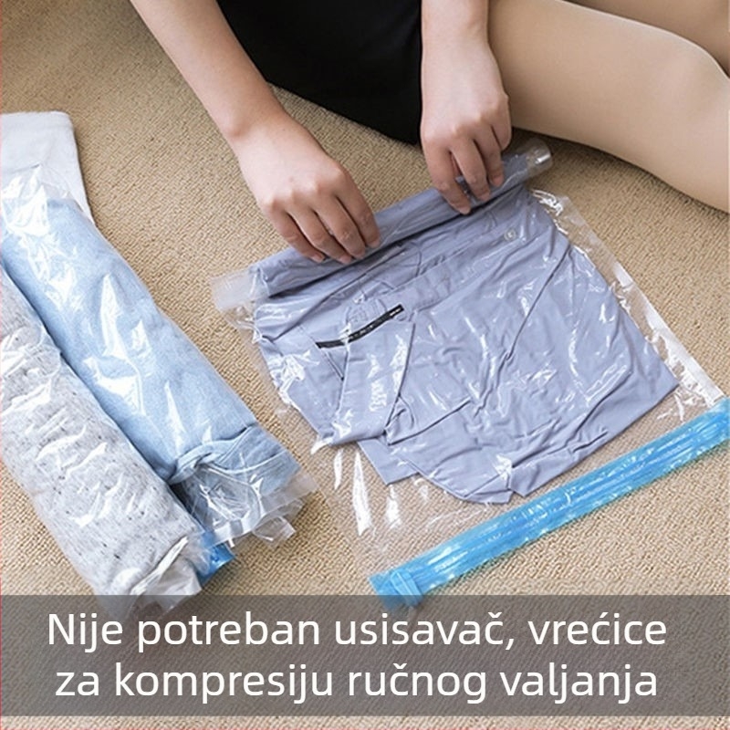 Debela vakuumska kompresijska vrećica s ručnim uvijanjem, pogodna za putovanja i skladištenje odjeće