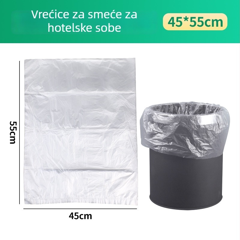 Bijele jednokratne vrećice za otpad za hotele i gostinjce, vreća s ravnim otvorom, PE materijal
