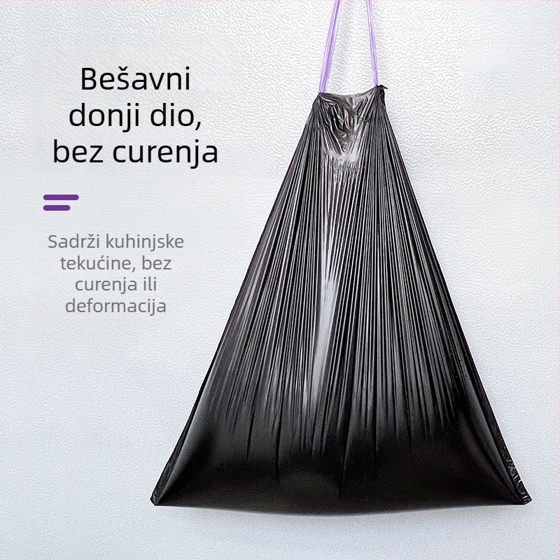 Torbe za smeće s šnurom, s mirisom limuna, debele, otporne na kidanje, crne, za kupaonicu, kućno čišćenje, ekonomsko pakiranje, protiv mirisa