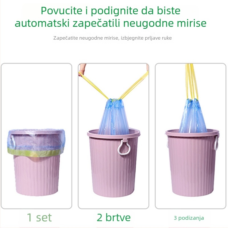 Bright and Clean vrećice za otpad sa šnurlom, debele, otporne na kidanje, za kućno odvajanje otpada